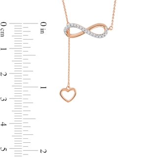 0.13 CT. T.W. Diamond Infinity Heart Lariat-Style Necklace in Sterling Silver with 14K Rose Gold Plate - 19"|Peoples Jewellers