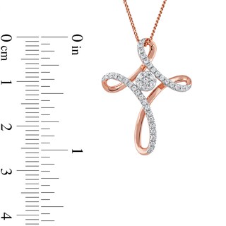 0.25 CT. T.W. Multi-Diamond Looped Cross Pendant in 10K Rose Gold|Peoples Jewellers