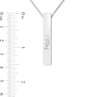 Engravable Pillar Vertical Bar Pendant in Sterling Silver (1 Image)|Peoples Jewellers