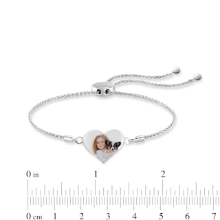 Engravable Photo Heart Bolo Bracelet in Sterling Silver (1 Image and Line) - 7.5"|Peoples Jewellers