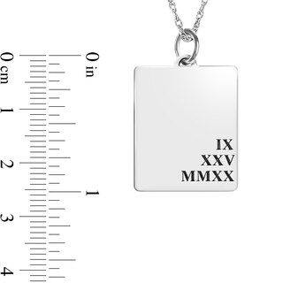 Engravable Roman Numeral Date Rectangular Pendant in Sterling Silver (1 Date and 1-3 Lines)|Peoples Jewellers