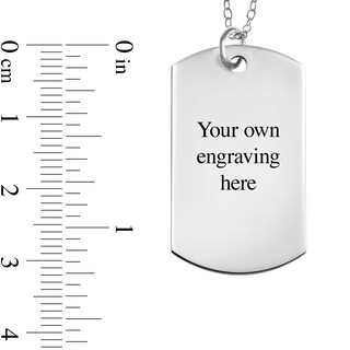Luxe Finish Large Engravable Black and White Photo Dog Tag Pendant in 10K White Gold (1 Image and 3 Lines)|Peoples Jewellers