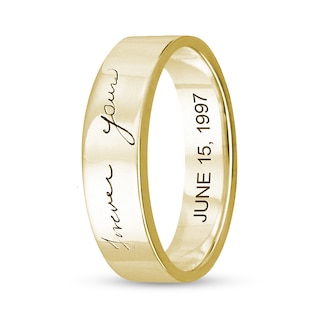 5.0mm Engravable Your Own Handwriting Ring in 10K Gold (1 Image and Line)|Peoples Jewellers