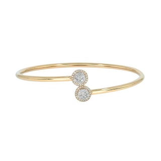 0.45 CT. T.W. Multi-Diamond Frame Flexible Bangle in Sterling Silver with 14K Gold Plate|Peoples Jewellers