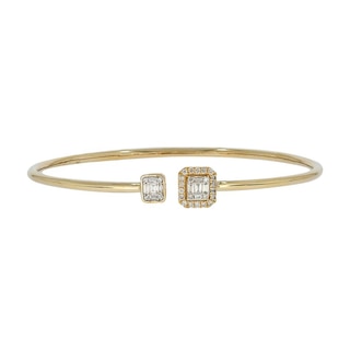 0.23 CT. T.W. Emerald-Shaped Multi-Diamond Frame Flexible Bangle in Sterling Silver with 14K Gold Plate|Peoples Jewellers