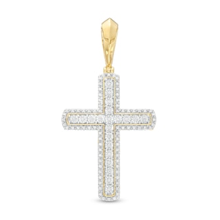 Men's 0.25 CT. T.W. Diamond Frame Cross Necklace Charm in 10K Gold|Peoples Jewellers