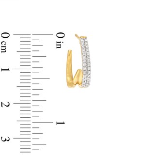 0.20 CT. T.W. Diamond Double Row J-Hoop Earrings in 10K Gold|Peoples Jewellers