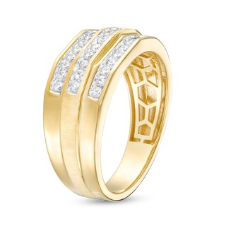 Men's 0.45 CT. T.W. Diamond Triple Row Stepped Shank Ring in 10K Gold|Peoples Jewellers