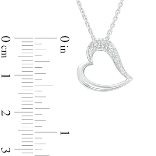 Diamond Accent Sideways Heart Outline Pendant in Sterling Silver|Peoples Jewellers