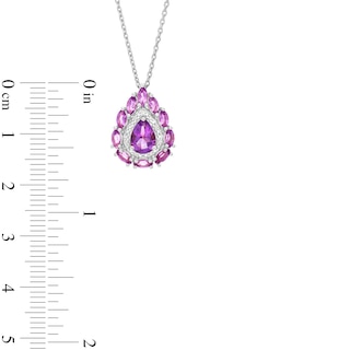 Pear-Shaped Amethyst and Diamond Accent Double Frame Pendant in Sterling Silver|Peoples Jewellers