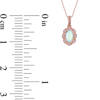 Oval Opal and Diamond Accent Scallop Frame Art Deco Pendant in 10K Rose Gold|Peoples Jewellers