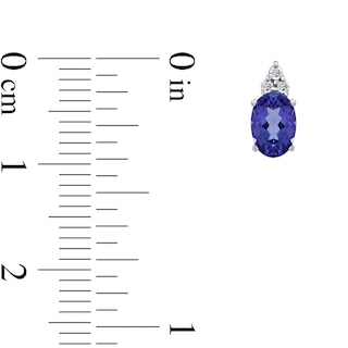 Oval Tanzanite and 0.04 CT. T.W. Diamond Tri-Top Stud Earrings in 10K White Gold|Peoples Jewellers