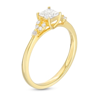 0.32 CT. T.W. Quad Princess-Cut Diamond Leaf-Sides Engagement Ring in 10K Gold|Peoples Jewellers