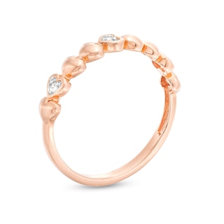 Diamond Accent Alternating Puff Heart Anniversary Band in 10K Rose Gold|Peoples Jewellers