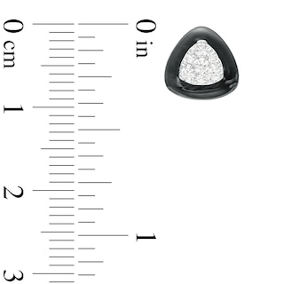 0.23 CT. T.W. Triangular Multi-Diamond Black Enamel Frame Stud Earrings in Sterling Silver with 14K Rose Gold Plate|Peoples Jewellers