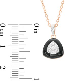 0.19 CT. T.W. Triangular Multi-Diamond Black Enamel Frame Pendant in Sterling Silver with 14K Rose Gold Plate|Peoples Jewellers
