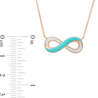 0.09 CT. T.W. Diamond Aqua Blue Enamel Infinity Necklace in Sterling Silver with 14K Rose Gold Plate|Peoples Jewellers