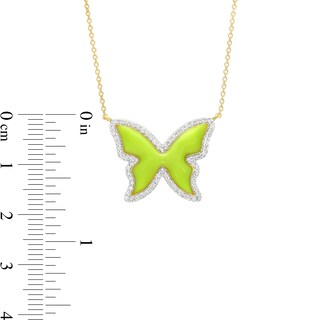 0.33 CT. T.W. Diamond Frame Yellow Enamel Butterfly Necklace in Sterling Silver with 14K Gold Plate|Peoples Jewellers