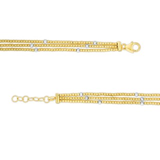 Diamond-Cut Bead Chain Triple Strand Necklace in 18K Gold|Peoples Jewellers