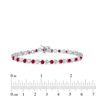 3.5mm Lab-Created Ruby and White Lab-Created Sapphire Alternating Line Bracelet in Sterling Silver - 7.25"|Peoples Jewellers
