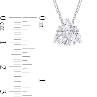 4.5mm White Lab-Created Sapphire Tri-Cluster Pendant in Sterling Silver|Peoples Jewellers