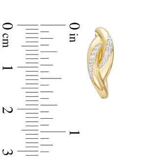 0.20 CT. T.W. Diamond Bypass Ribbon Hoop Earrings in 10K Gold|Peoples Jewellers