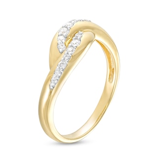 0.20 CT. T.W. Diamond Bypass Ribbon Ring in 10K Gold|Peoples Jewellers