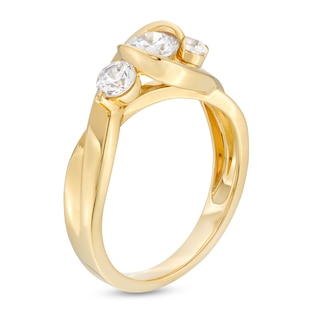 0.95 CT. T.W. Diamond Past Present Future® Bypass Twist Shank Engagement Ring in 14K Gold|Peoples Jewellers