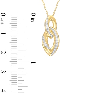 0.20 CT. T.W. Diamond Bypass Ribbon Marquise-Shaped Interlocking Link Pendant in 10K Gold|Peoples Jewellers