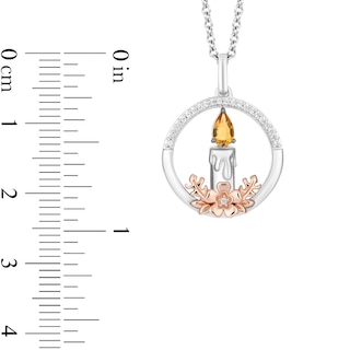 Disney Treasures Encanto Citrine and 0.065 CT. T.W. Diamond Candle Pendant in Sterling Silver and 10K Rose Gold - 19"|Peoples Jewellers