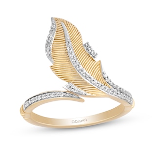 Enchanted Disney Pocahontas 0.115 CT. T.W. Diamond Bypass Feather Wrap Ring in 10K Gold|Peoples Jewellers