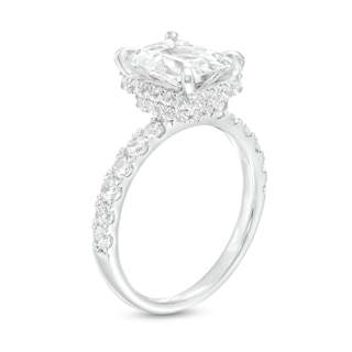 3.80 CT. T.W. Certified Emerald-Cut Lab-Created Diamond Hidden Frame Engagement Ring in 14K White Gold (F/SI2)|Peoples Jewellers