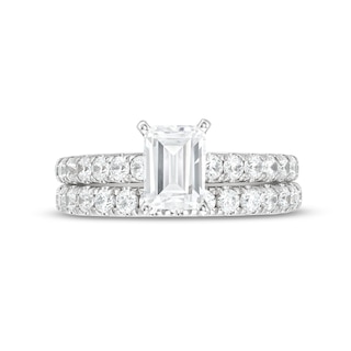2.00 CT. T.W. Certified Emerald-Cut Lab-Created Diamond Bridal Set in 14K White Gold (F/SI2)|Peoples Jewellers