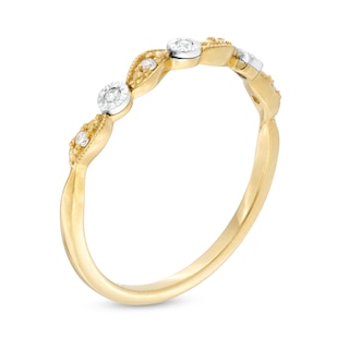 0.05 CT. T.W. Diamond Alternating Swirl Vintage-Style Anniversary Band in 10K Gold|Peoples Jewellers