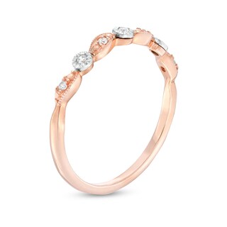 0.05 CT. T.W. Diamond Alternating Swirl Vintage-Style Anniversary Band in 10K Rose Gold|Peoples Jewellers
