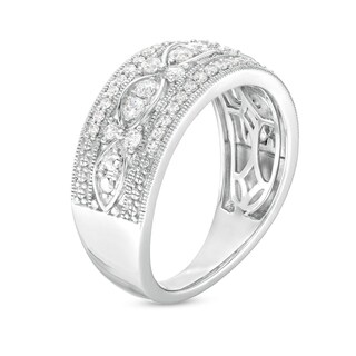 0.50 CT. T.W. Diamond Vintage-Style Multi-Row Anniversary Band in 10K White Gold|Peoples Jewellers