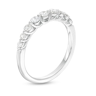 0.50 CT. T.W. Certified Diamond Graduated Nine Stone Anniversary Band in 18K White Gold (F/I1)|Peoples Jewellers