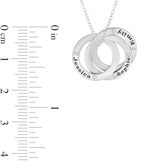 0.04 CT. T.W. Diamond Engravable Three Interlocking Circles Pendant in Sterling Silver (1-3 Lines)|Peoples Jewellers