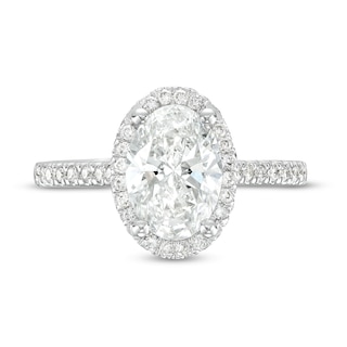 2.50 CT. T.W. Certified Oval Lab-Created Diamond Frame Engagement Ring in 14K White Gold (F/SI2)|Peoples Jewellers