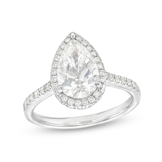 2.50 CT. T.W. Certified Pear-Shaped Lab-Created Diamond Frame Engagement Ring in 14K White Gold (F/SI2)|Peoples Jewellers