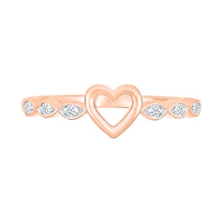 0.04 CT. T.W. Diamond Heart Scallop Shank Promise Ring in Hollow 10K Rose Gold|Peoples Jewellers