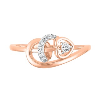 0.085 CT. T.W. Diamond Sideways Heart Twirl Ribbon Promise Ring in 10K Rose Gold|Peoples Jewellers
