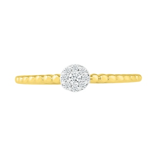 0.085 CT. T.W. Multi-Diamond Bead Shank Promise Ring in Sterling Silver with 14K Gold Plate|Peoples Jewellers
