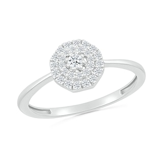 0.23 CT. T.W. Diamond Double Frame Promise Ring in Sterling Silver|Peoples Jewellers