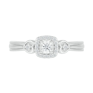0.085 CT. T.W. Diamond Square Frame Heart-Sides Promise Ring in Sterling Silver|Peoples Jewellers