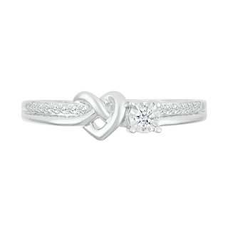 0.085 CT. T.W. Diamond Knotted Heart Promise Ring in Sterling Silver|Peoples Jewellers
