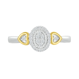 0.115 CT. T.W. Oval Multi-Diamond Frame Heart-Sides Promise Ring in Sterling Silver and 10K Gold|Peoples Jewellers