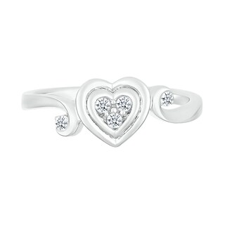 0.085 CT. T.W. Heart-Shaped Multi-Diamond Alternating Swirl Shank Promise Ring in Sterling Silver|Peoples Jewellers