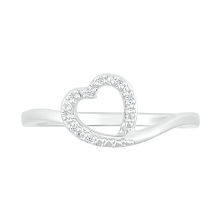 Diamond Accent Tilted Heart Promise Ring in Sterling Silver|Peoples Jewellers
