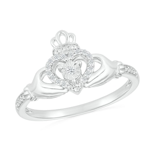 0.065 CT. T.W. Diamond Claddagh Promise Ring in Sterling Silver |Peoples Jewellers